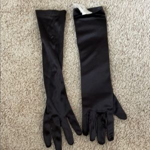 Black satin gloves